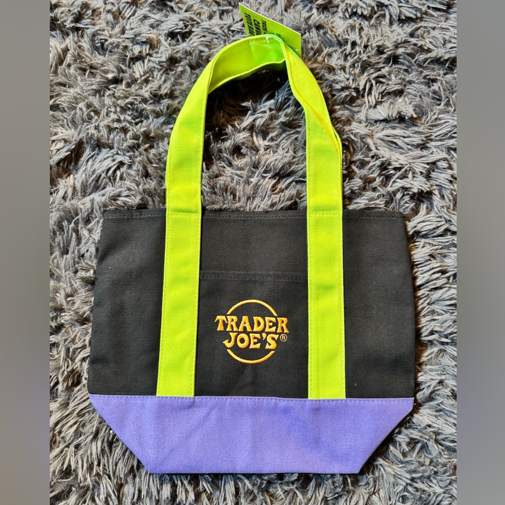 Trader Joe's Black and Purple mini Tote Bag